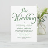 Invitation Sage moderne Vert et blanc Mariage simple (Debout devant)