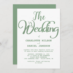 Invitation Sage moderne Vert et blanc Mariage simple