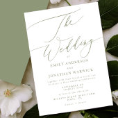 Invitation Sage moderne Vert et blanc Mariage simple