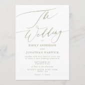 Invitation Sage moderne Vert et blanc Mariage simple (Devant)