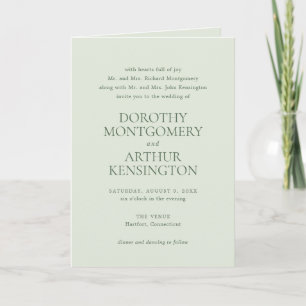 Invitation Sage moderne vert QR Code élégant mariage