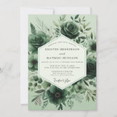 Invitation Sage Monochromatic Flora Wedding (Devant)
