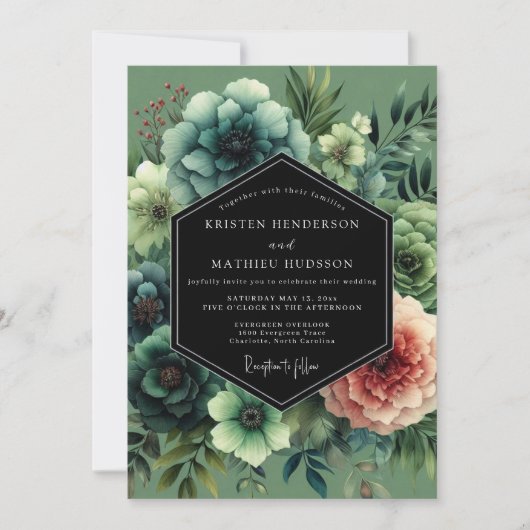 Invitation Sage Moody Botanical Wedding (Devant)