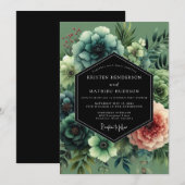 Invitation Sage Moody Botanical Wedding (Devant / Derrière)
