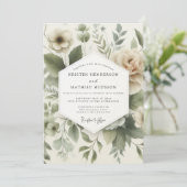Invitation Sage Muted Flora Wedding (Debout devant)