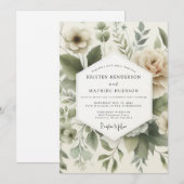 Invitation Sage Muted Flora Wedding (Devant / Derrière)
