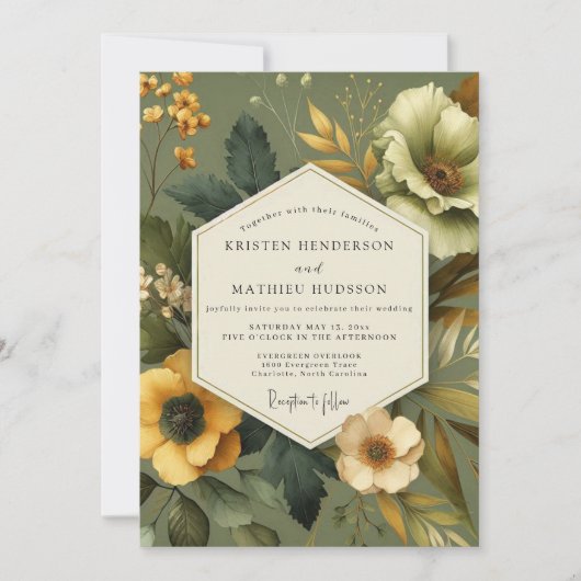 Invitation Sage Ochre Autumn Wedding (Devant)