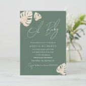 Invitation Sage Oh Baby Boho Baby shower de feuille (Debout devant)