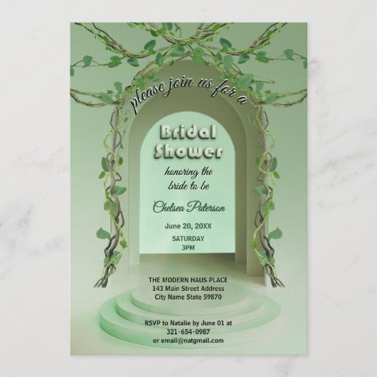 Invitation Sage Olive Greenery Rustic Boho Vine Bridal Shower (Devant)