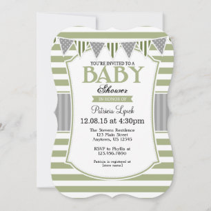 Invitation Sage Olive Gris Gris Gris Gris Baby shower Invitat