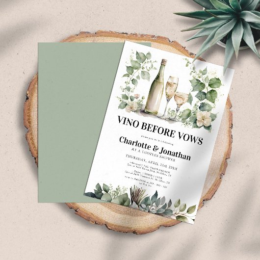 Invitation Sage & Or Elégant Verdure Couples Douche