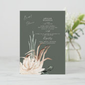 Invitation Sage Pampas Grass Boho nuptiale de douche Invitati (Debout devant)