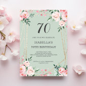 Invitation Sage | Pink Blush Floral 70e anniversaire Invitati