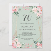 Invitation Sage | Pink Blush Floral 70e anniversaire Invitati (Devant)