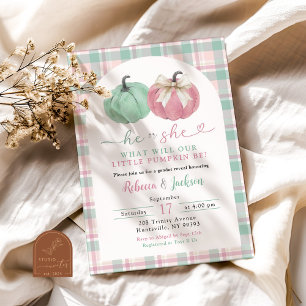 Invitation Sage Pink Ginham Preppy Citrouille Sexe Revey