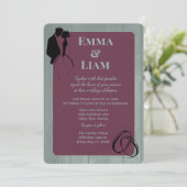 Invitation Sage Plum Rustique Multi-Couleur Mariage en silhou (Debout devant)