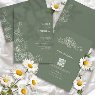 Invitation Sage QR Code Jardin Botanique Tout En Un 2 Mariage