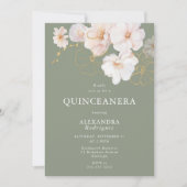 Invitation Sage Quinceanera, Fleur sauvage élégant (Devant)