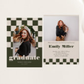 Invitation Sage Retro À damiers Arch Classic Photo Graduation