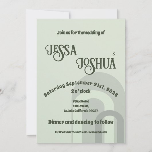 Invitation Sage Retro Funky Disco Mariage - Bold Modern Fun (Devant)