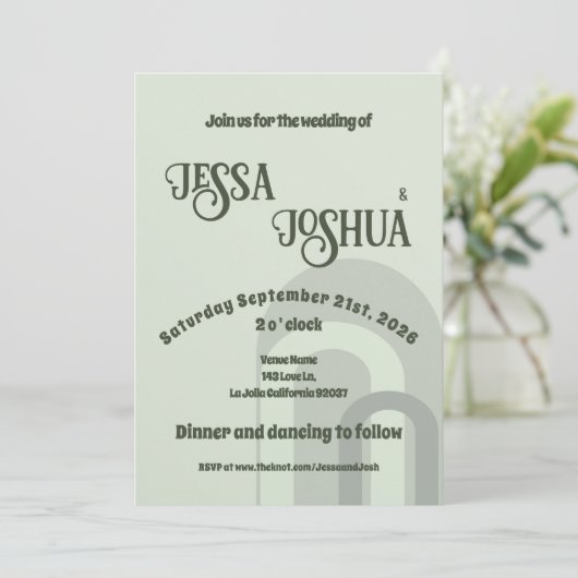 Invitation Sage Retro Funky Disco Mariage - Bold Modern Fun (Debout devant)