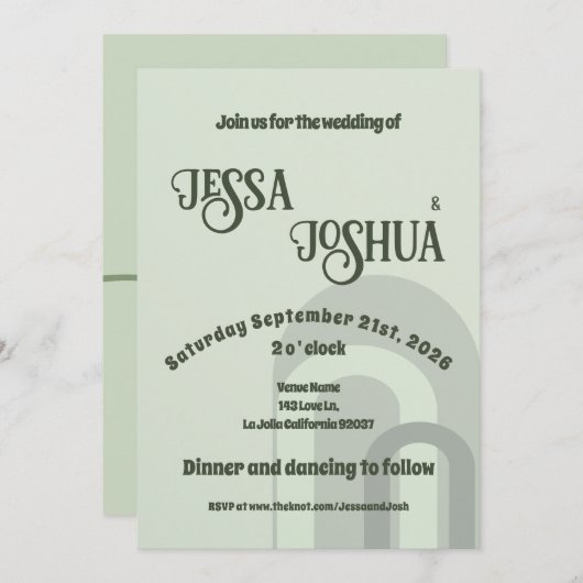Invitation Sage Retro Funky Disco Mariage - Bold Modern Fun (Devant / Derrière)
