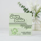 Invitation Sage Retro Funky Disco Mariage - Enregistrer la da (Debout devant)