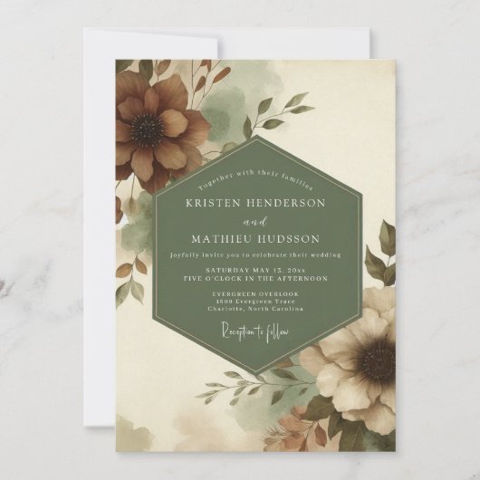 Invitation Sage Russet Bloom Wedding (Devant)