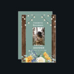 Invitation Sage Rustic Tournesol Fête des mariées photo<br><div class="desc">Rustic Tournesol Photo Invitation Douche nuptiale. Sage. Lumières. Disposition verticale.</div>