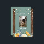 Invitation Sage Rustic Tournesol Fête des mariées photo<br><div class="desc">Rustic Tournesol Photo Invitation Douche nuptiale. Sage. Lumières. Disposition verticale.</div>