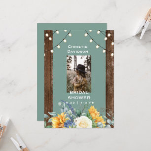 Invitation Sage Rustic Tournesol Fête des mariées photo