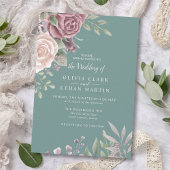 Invitation Sage Rustique Dusty Rose Aquarelle Boho Fleurs