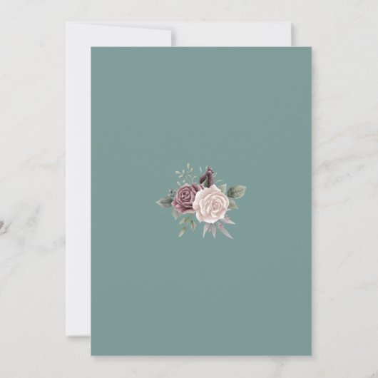 Invitation Sage Rustique Dusty Rose Aquarelle Boho Fleurs (Dos)