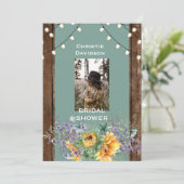 Invitation Sage Rustique Tournesol Photo Lumières Fête des ma (Debout devant)