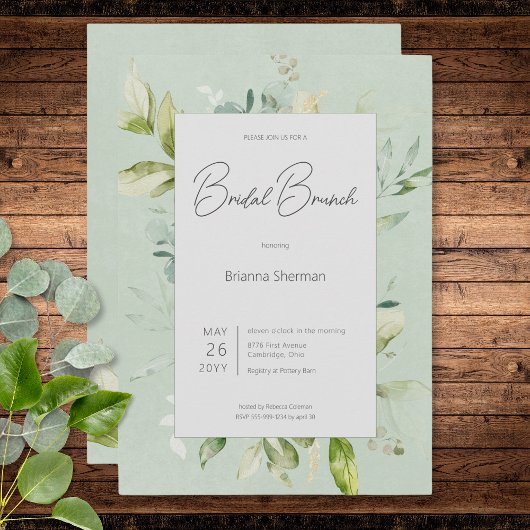 Invitation Sage rustique Verdure naturelle Brunch nuptial