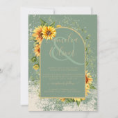Invitation Sage rustique Vert Tournesols Jaunes Mariage Allin (Devant)