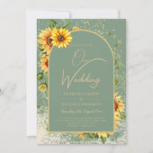 Invitation Sage rustique Vert Tournesols Jaunes Mariage Allin (Devant)