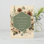 Invitation Sage Sepia Bloom Wedding (Debout devant)