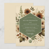 Invitation Sage Sepia Bloom Wedding (Devant / Derrière)