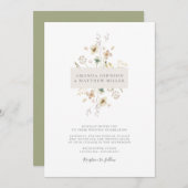 Invitation Sage Simple Minimal Élégant Mariage Floral Pressé (Devant / Derrière)