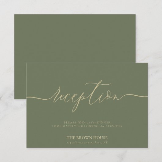 Invitation Sage Simple Wedding Reception (Devant / Derrière)