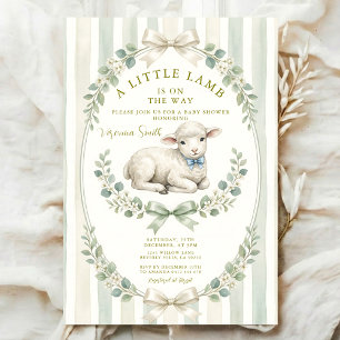 Invitation Sage Stripe Petite Fête de Naissance au Thème de l