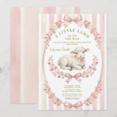 Invitation Sage Stripe Petite Fête de Naissance au Thème de l (Devant / Derrière)