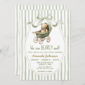Invitation Sage Stroller Nous Pouvons Bearly Wait Baby shower (Devant / Derrière)