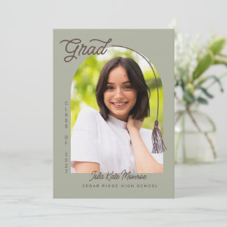 Invitation Sage Tassel Grad Announcement with Photo