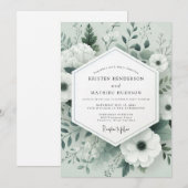 Invitation Sage Tonal Botanical Wedding (Devant / Derrière)