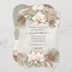 Invitation Sage Tropical Orchid Floral Palm Folim