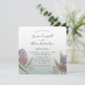 Invitation Sage Tropical Vert & Mariage Floral Violet (Debout devant)