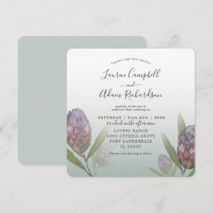 Invitation Sage Tropical Vert & Mariage Floral Violet