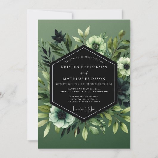 Invitation Sage Umbral Botanical Wedding (Devant)